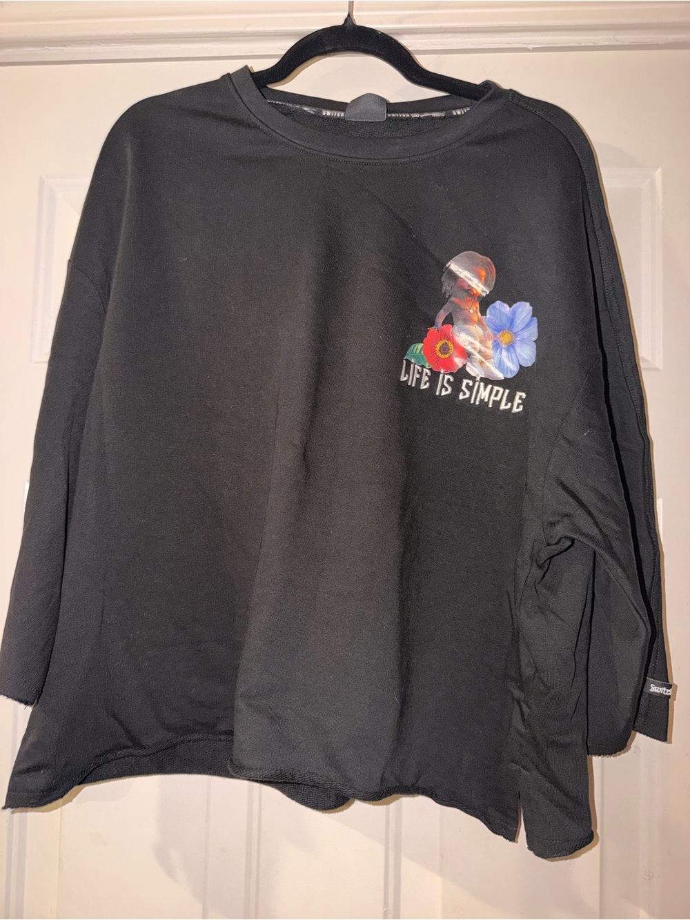 Black Graphic Crewneck T-Shirt - Life Is Short